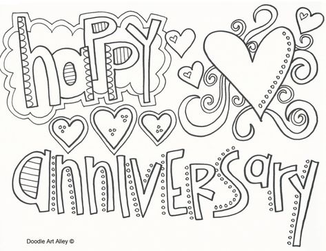 Anniversary Coloring Pages - Doodle Art Alley Anniversary Coloring Pages, Mom Coloring Pages, Happy Birthday Coloring Pages, Printable Anniversary Cards, Happy Anniversary Quotes, Birthday Coloring Pages, Happy Anniversary Cards, Anniversary Pictures, Anniversary Greeting Cards