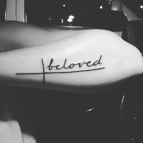 I am His beloved Beloved Tattoo With Cross, Tattoo Quotes Bible, Collar Bone Tattoo Quotes, Beloved Tattoo, Bible Tattoos, Bantu Knot Out, I Am His, Bone Tattoo, Ribcage Tattoo