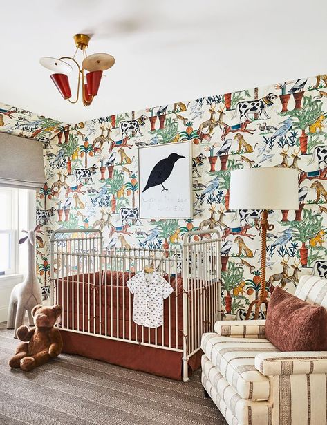 Nate Berkus and Jeremiah Brent NYC house tour pictures Maximalist Nursery, Nate And Jeremiah, Jeremiah Brent, Childrens Bedroom, Oak Bookcase, Girls Rooms, New York Homes, Vintage Light Fixtures, Nate Berkus