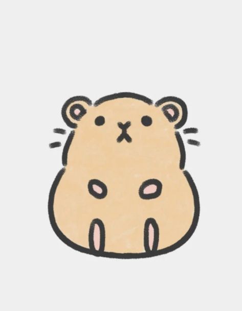 Cute Hamster Drawing Easy, Hamster Aesthetic Drawing, Hamster Cartoon Drawing, Simple Hamster Drawing, Hamster Painting Easy, Animals Drawing Simple, Hamster Drawing Cute, Cool Drawing Ideas Easy Creative, Funny Animals Drawing