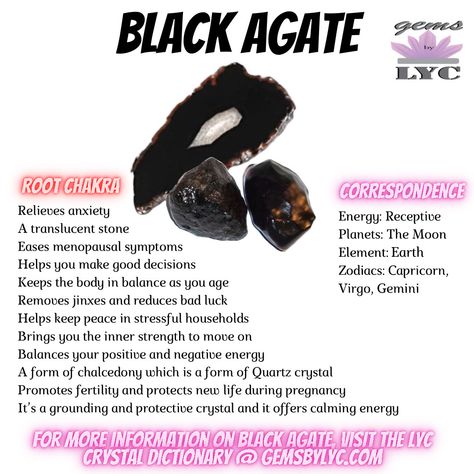 Black Agate Crystal Meaning, Black Agate Meaning, Crystal Knowledge, Agate Crystal Meaning, Crystal Healing Chart, Agate Meaning, Wiccan Spell Book, Crystal Guide, Cleansing Crystals