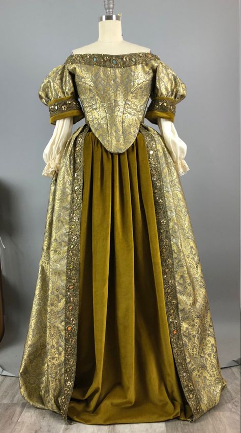 1660s Dress, 1750s Dress, 1600s Dress, 1600s Dresses, Princess Luigi, 1660s Fashion, Baroque Clothing, Fantasy Costume Design, 17th Century Dress