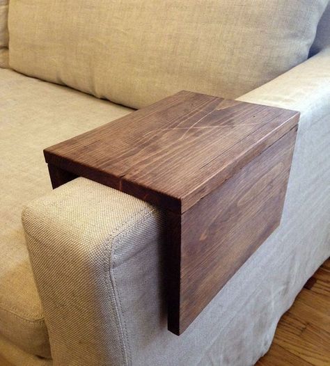 Sofa arm table, Couch wrap, Custom wood tray! Couch Arm Table, Sofa Arm Table, Arm Rest Table, Couch Table, Diy Sofa, Design Del Prodotto, Wooden Table, My New Room, Sofa Table