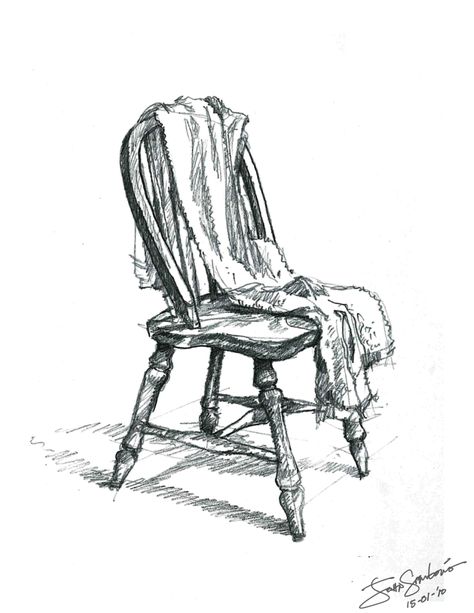 wooden chair charcoal sketch on paper Chair Art Drawing, Chair Drawing Simple, Chair Drawing Sketches, Table Drawing Sketch, Beach Chair Drawing, Chair Still Life, Chair Sketch, Drapery Drawing, Chair Drawing