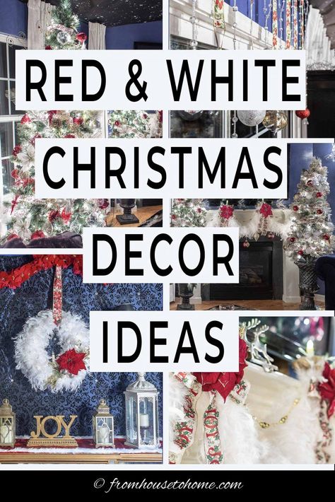 Red And White Christmas Trees, Gold Christmas Home Decor, White And Gold Christmas Decor, Red And Gold Christmas Decor, Red And Gold Christmas, Red Gold Christmas, Christmas Home Decor Ideas, Decor Color Schemes, Red And White Christmas