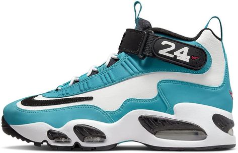 Men's Nike Air Griffey Max 1 "Los Angeles" Black/Concord-Concord Nike Air Griffey Max 1, Air Griffey Max 1, Branded Shoes For Men, Griffey Jr, Aqua Shoes, Mens Nike Shoes, Mens Nike Air, Cheap Nikes, Nike Mens