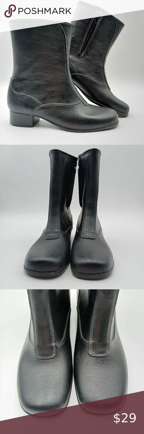 Vintage Sears Rain Boots Womens 9 M Black Waterproof to Top Zip Up Sherpa Lining