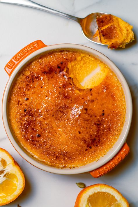 Seville Orange & Cardamom Crème Brûlée — Oddbox Leftover Oranges, Seville Orange, Orange Cardamom, Creme Brulee Recipe, Brulee Recipe, Fall 23, Creamy Desserts, Marmalade, Decadent Desserts