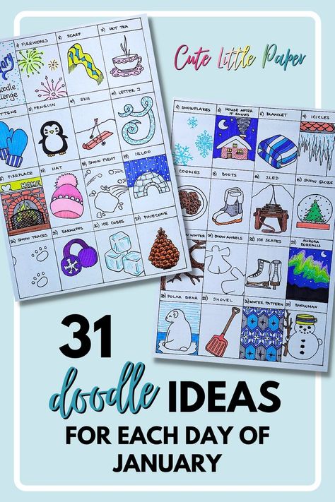 January Journal Doodles, January Doodles Ideas, January Doodles Bullet Journal, Calendar Doodles Ideas, January Planner Ideas, January Doodles, January Bullet Journal Ideas, Journal Doodle Ideas, New Year Doodle