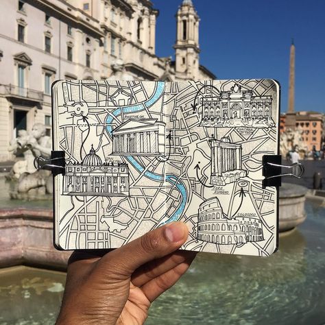 Rome city moleskine sketch book map drawing Rome is a nice city to walk around and capture in a sketch nice blue skies and warm sun to enjoy while on a short working holiday #Rome #Italy #travelmap #ink #pen #illustration #draw #drawing #sketch #sketching #rotring #stationary #stationaryaddict #inkstagram #inkart #inky #sketchpad #sketchbook #sketchbookdaily #sketchoftheday #traveldraw #traveldrawing #travelvlogger #travelvlog #travelmap #traveljournal #travel #creative #inspiration City Map Drawing, Map Sketch, Sketch Note, Travel Journal Scrapbook, Travel Art Journal, City Sketch, Travel Drawing, Travel Sketchbook, Artist Sketchbook