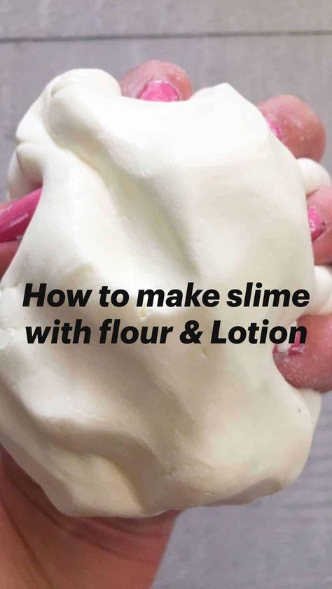 How to make slime with flour & Lotion in 2022 | Easy slime recipe, How to make slime, Homemade slime recipe Slime Recipe With Things At Home, Easy Putty Recipe, Fun Easy Slime Recipes, How To Make Homemade Dough, Slime Dough Recipe, Non Glue Slime Recipe, How To Make Slime Dough, Butterslime Recipe Easy, How To Make Slime With 2 Ingredients