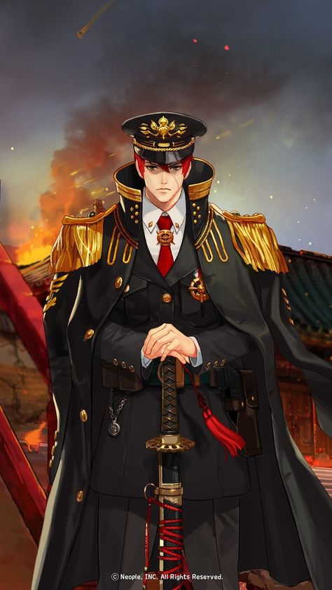 Royal Guard Character Design, Royal Gaurd Outfits Male, Anime Pirate Captain, Fantasy Guard Captain, Fantasy Uniforms Military, Military Uniforms Illustration, Men's Military Uniform, Anime Pirate, Tanya The Evil