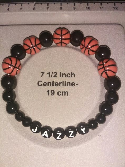 'Jazz' Personalised Basketball Elasticised Bracelet Drip Ideas, Team Bracelets, Boys Bracelets, Personalized Basketball, Sports Bracelet, Boys Basketball, Basketball Coach, Beading Jewelry, Clay Bracelet