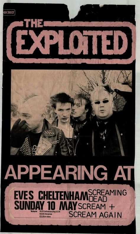 The Exploited Punk Bands Posters, Punk Concert, Punk Flyers, Ska Punk, Punk Culture, Punk Poster, Concert Flyer, Band Poster, Arte Punk