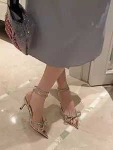 Pointed High Heels, Transparent Heels, Butterfly Knot, Super High Heels, Rhinestone Bow, Dress Romper, Heel Sandals, Haiti, Guatemala