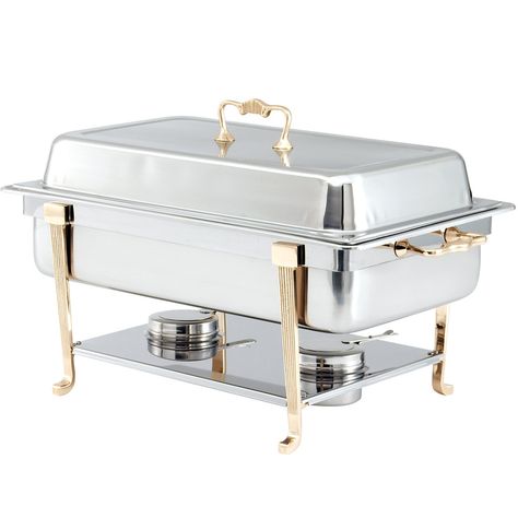 Vollrath 46050 9 qt. Classic Brass Trim Chafer Full Size Buffet Party, Chafing Dish, Buffet Set, Pasta Pot, Food Warmer, Chafing Dishes, W Hotel, Warm Food, Restaurant Equipment