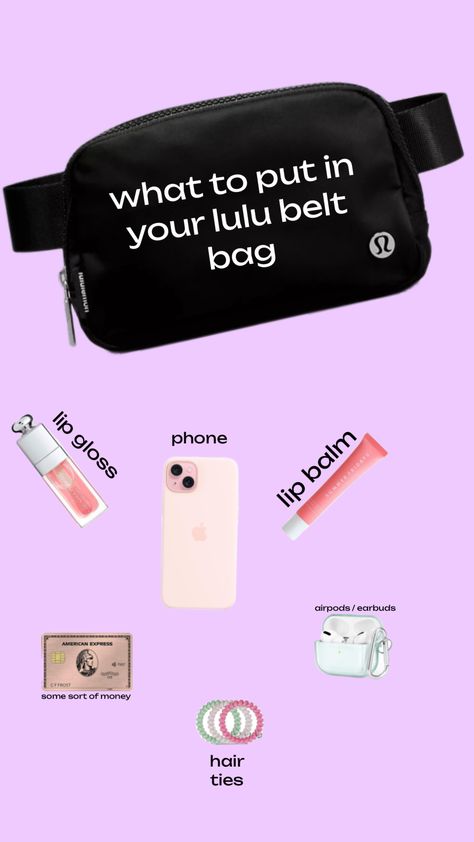 what to put in your lulu belt bag!!! Packing Essentials, Silver Dollar City, School Bag Essentials, Essential Bag, Belt Bag, Road Trip