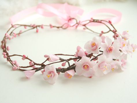 Cherry Sakura blossom crown,  bridal flower crown, wedding flower crown, pink flower crown,  Bridal headpiece, spring wedding Cherry Blossom Crown, Flower Crown Pink, Bridal Floral Crown, Flower Crown Bride, Wedding Flower Crown, Pink Flower Crown, Crown Pink, Cherry Blossom Wedding, Bridal Flower Crown