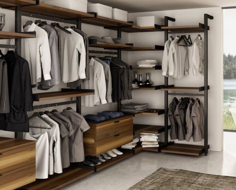 Cool Closet, Industrial Wardrobe, Ideas Armario, Industrial Closet, Walking Closet, Dream Closet Design, Open Wardrobe, Walk In Closet Design, Closet Design Layout