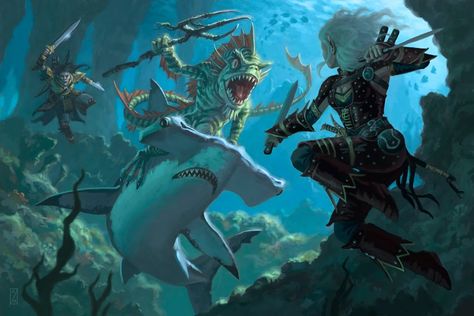 Sahuagin Transmutation Magic, Transmutation Spell, Spell Magic, Wild Sea, Dnd Inspiration, Battle Scene, Underwater City, Combat Art, Wizards Of The Coast