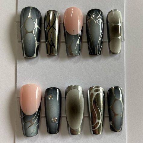 Airbrush Nails, Goth Nails, Grunge Nails, Y2k Nails, Bling Acrylic Nails, Dream Nails, Fire Nails, Funky Nails, Dope Nails