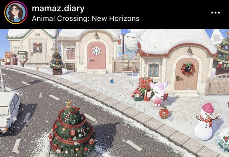 Christmas Neighborhood, Neighborhood Ideas, Houses Layout, Acnh Christmas, City Core, Town Ideas, Happy Home Designer, City Folk, Game Ideas