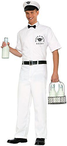 Milkman Costume, Portals Outfit, 50s Costume, 1950s Costume, Milk Man, 1950s Mens, Vintage Halloween Costume, Traditional Korean, Spirit Week