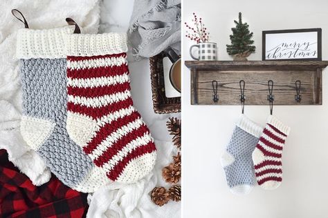 The Country Cottage Stocking - Your Crochet Cottage Crochet, King Craft, Expression Fiber Arts, Crochet Stocking, Cotton House, Chevron Stitch, Crocodile Stitch, Stocking Pattern, Malabrigo Yarn