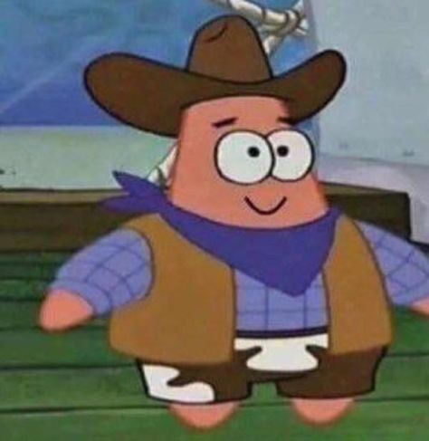 Can we please get some upvotes for wholesome cowboy patrick to bless your day (got the pic from twitter it still counts) | /r/BikiniBottomTwitter | SpongeBob SquarePants | Know Your Meme Cowboy Hat, Cowboy