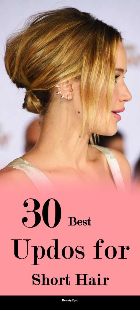 Updos for Short Hair Updos For Short Hair, Formal Hairstyles For Short Hair, Short Ombre Hair, Short Hair Bun, Short Hair Ideas, Short Hairdos, Short Hairstyles For Thick Hair, Hairdos For Short Hair, Short Hair Balayage