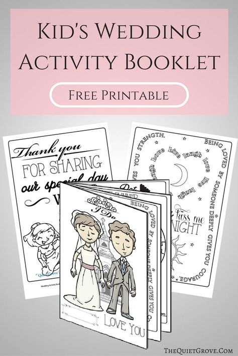 Keep your little guests happy and entertained at your upcoming Wedding with this FREE Printable Kid's Wedding Activity Booklet! via @TheQuietGrove Fun Wedding Activities, Wedding Activity Book, Wedding Booklet, Activities Wedding, Kids Table Wedding, Wedding Coloring Pages, Non Traditional Wedding Rings, Non Traditional Wedding Ring, Wedding Games For Guests