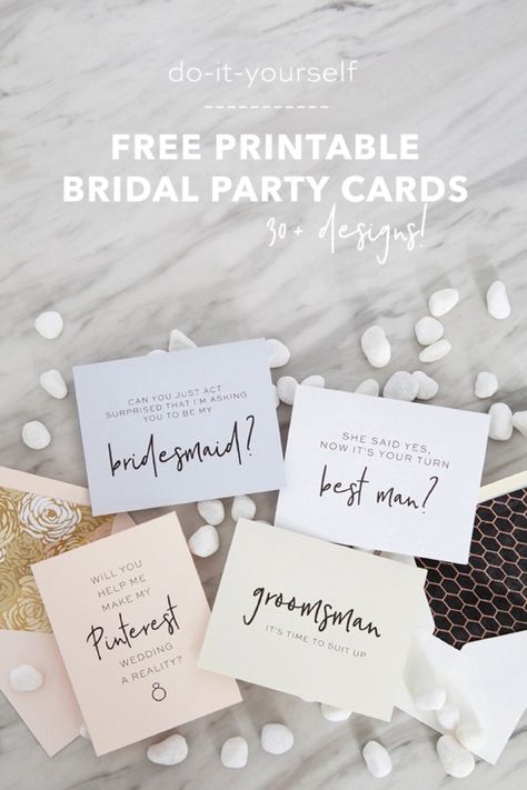 30+ free printable Will You Be My Bridal Party cards! Bridesmaid Printable, Bridesmaid Cards Funny, Bridesmaid Thank You Cards, Bridesmaid Proposal Diy, Groomsman Card, Bridesmaid Diy, Wedding Stamps, Engagement Season, Asking Bridesmaids