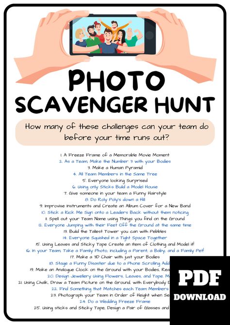 12 Super Simple & Ridiculously Fun Summer Camp Activities on a Budget! Scavenger Hunt Ideas For Adults, Picture Scavenger Hunts, Team Bonding Activities, Scavenger Hunt Ideas, Scavenger Hunt List, Adult Scavenger Hunt, Scavenger Hunt Printable, Summer Camp Activities, Family Bonding Activities