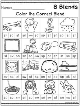 Beginning Blends Worksheets - S Blends Blends Worksheets Kindergarten, S Blends Worksheets, R Blends Worksheets, Beginning Blends Worksheets, Phonics Blends Worksheets, Phonics Worksheets Grade 1, Second Grade Phonics, Consonant Blends Activities, Consonant Blends Worksheets