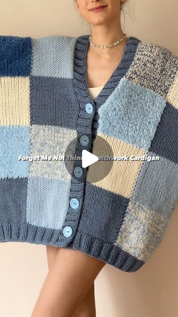 I Feel So Cool Cardigan, Knitted Squares Cardigan Pattern, Knit Patchwork Cardigan Pattern, Knit Patchwork Cardigan, Knit Cardigan Pattern, Patchwork Cardigan, Patchwork Patterns, Cardigan Pattern, Forget Me Not