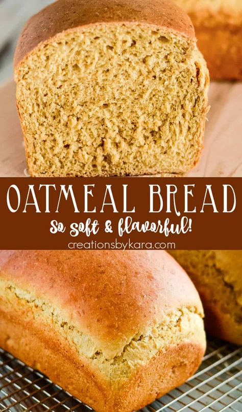 Best Oatmeal Bread - this recipe makes two loaves of the best soft and tender bread made with oats and sweetened with molasses and brown sugar. Soft oat bread is perfect for toast and sandwiches! Also includes instructions for oatmeal rolls. #oatmealbread #oatbread #oatmealmolassesbread #nokneadoatmealbread #oatmealrolls -Creations by Kara Healthy Sandwich Bread Recipe, Oatmeal Rolls, Oatmeal Bread Recipe, Molasses Bread, Brown Bread Recipe, Curly Styling, Healthy Sandwich, Best Homemade Bread Recipe, Oat Bread