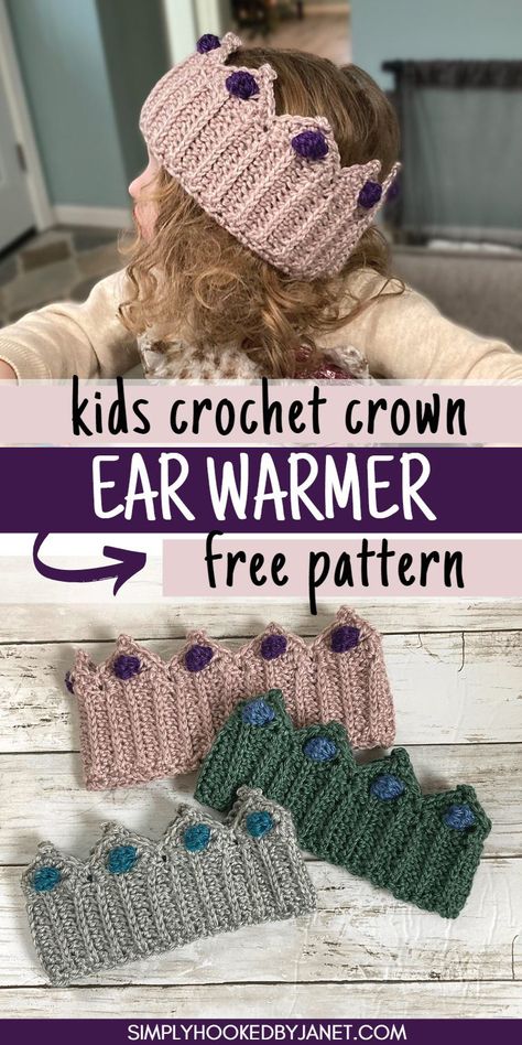 Free Crochet Winter Headband, Crochet Crown Ear Warmer Free Pattern, Crochet Crown Headband Free Pattern, Crochet Antlers Headband, Crochet Toddler Headband Ear Warmers, Toddler Ear Warmer Crochet Pattern, Crochet Kids Ear Warmer Free Pattern, Crochet Animal Headband, Free Crochet Winter Patterns