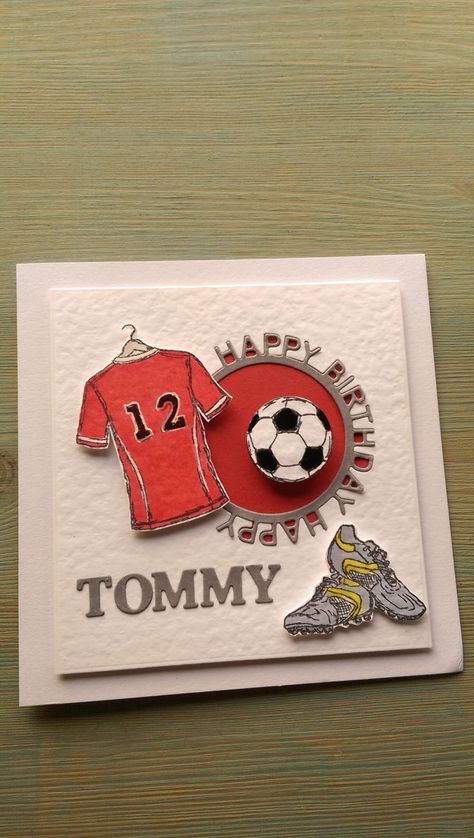 Football Cards For Men, Sport Birthday Card, Football Cards Ideas, Handmade Football Themed Birthday Cards, Football Birthday Card Ideas, Handmade Football Cards, Football Themed Birthday Cards, Diy Birthday Card For Boy, Soccer Birthday Cards Handmade