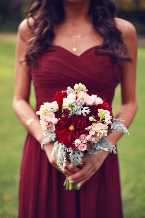 A rustic wedding with chalkboard details | Lukas & Suzy VanDyke: www.lukasandsuzy.com Deep Red Bridesmaid Dresses, Deep Red Wedding, Flowers To Go, Red Bridesmaids, Red Bridesmaid Dresses, Theme Color, Red Prom, Wedding Inspiration Fall, Fall Wedding Colors