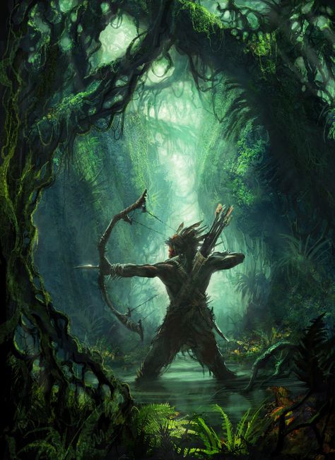 Hunting in the Jungle Jungle Warriors, Orishas Yoruba, Jungle Art, Fantasy Forest, In The Jungle, The Hunter, Fantasy Warrior, Arte Fantasy, Fantasy Inspiration