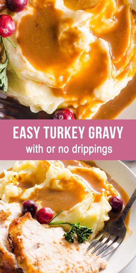 Easy Turkey Gravy Recipe, Turkey Gravy Without Drippings, Easy Turkey Gravy, Easy Homemade Gravy, Turkey Gravy Recipe Easy, Best Turkey Gravy, Turkey Gravy From Drippings, Turkey Gravy Easy, Homemade Turkey Gravy