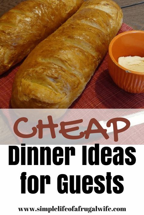 dinner ideas for guests, inexpensive meal ideas for friends, cheap food for a crowd. Cheap Dinners For A Party, Cheap Dinner Party Food, Meals To Serve Guests, Dinner Ideas For Groups Friends, Easy Meal For Guests, Cheap Meal For A Crowd, Food For Friends Dinners, Easy Cheap Meals For A Crowd, Food For Guests Dinners