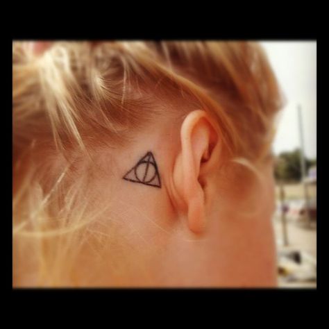 My Harry Potter tattoo! Harry Potter Triangle Symbol, Harry Potter Triangle, Hp Tattoo, Deathly Hallows Symbol, Potter Tattoo, Harry Potter Tattoos, Harry Potter Tattoo, Dainty Tattoos, Black Ink Tattoos