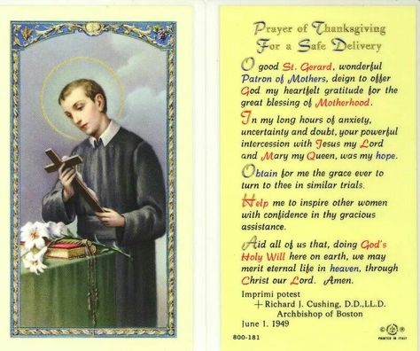 Prayer of Thanksgiving for a Safe Delivery St Gerard Prayer, Prayer For Safe Delivery, Prayer Of Thanksgiving, English Prayer, St Gerard, Lives Of The Saints, Learn The Bible, Thanksgiving Prayer, Catholic Books