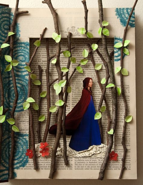 canlandırma için! Shadow Box Kunst, Book Sculptures, Old Book Crafts, Altered Book Art, Shadow Box Art, Folded Book Art, Book Sculpture, Paper Flowers Craft, Fairy Book