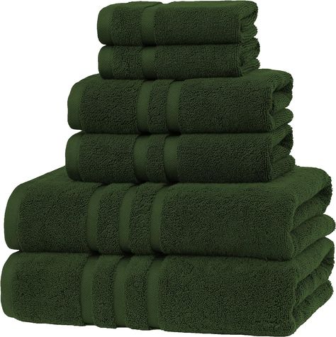 Veteran Textile LLC Luxury Hotel & Spa, Turkish Cotton,6 Pieces Towels Set, Max-Softness by Veteran Textile (Dark Green) Green Towels Bathroom, Dark Green Towels, Moody Home Decor, Luxury Hotel Spa, Green Bath Towels, Freebies By Mail, Fluffy Towels, Green Towels, Luxury Towels