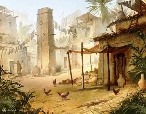 village art 16 Egyptian Village, Village Concept Art, Fantasy Village, Dark Sun, Rpg Map, Desert Art, Fantasy City, Fantasy Setting, Fantasy Places