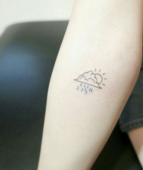 Rain Sun Tattoo, Storm And Sun Tattoo, Small Rain Cloud Tattoo, Sun And Rain Cloud Tattoo, Sun Rain Tattoo, Rain And Sun Tattoo, Sun And Rain Tattoo, Rain Tattoos, Rain Tattoo Ideas