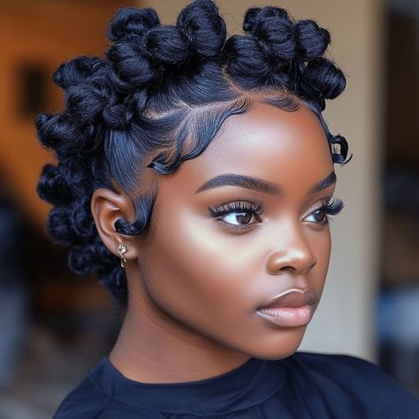 Bantu Knots: 20 Stunning Ways to Wear Them - Hair Guru Bantu Knot Mohawk, Bantu Knots With Curls, Bantu Knots With Braids, Bantu Knots Hairstyles, Bantu Knot Styles, Coiling Natural Hair, Knot Hairstyles, Bantu Knot Hairstyles, Bantu Knot