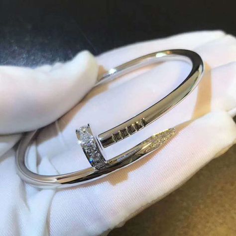 Inspired Cartier Juste un Clou Bracelet in 18K White Gold with Diamonds Cartier Nail Bracelet, Cartier Juste Un Clou Bracelet, Juste Un Clou Bracelet, Cartier Juste Un Clou, Small Waist Workout, Nail Bracelet, Money Success, Earrings Luxury, Cartier Bracelet